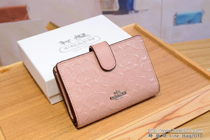 COACH蔻馳 新款壓花 53436 女士中款全皮錢包  Chz1312